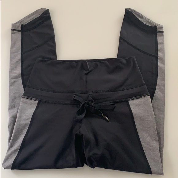lululemon athletica Pants - Lululemon black/grey drawstring leggings 23” crop